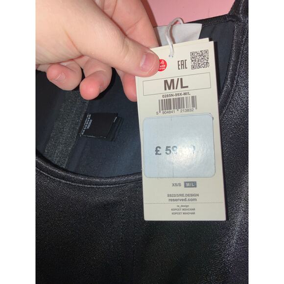 NWT Reserved Re.Design Lace-Up Satin Corset Top Black M/L - Picture 2 of 8